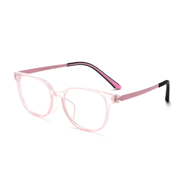 Yimaruili Unisex Children's Full Rim Square  Tr 90 Titanium Eyeglasses 99905t Full Rim Yimaruili Eyeglasses Transparent Pink