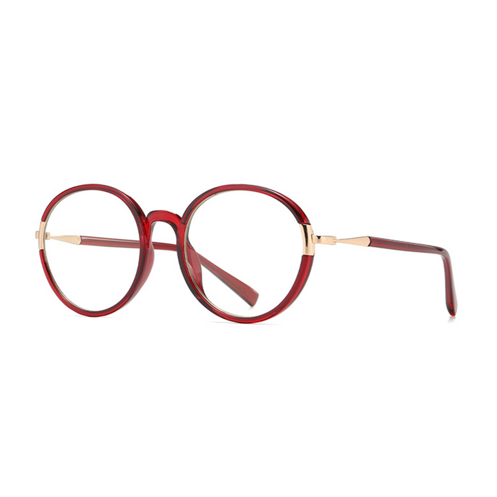 Ralferty Women's Full Rim Oversize Round Tr 90 Acetate Eyeglasses D881 Full Rim Ralferty China C345 Wine Red 