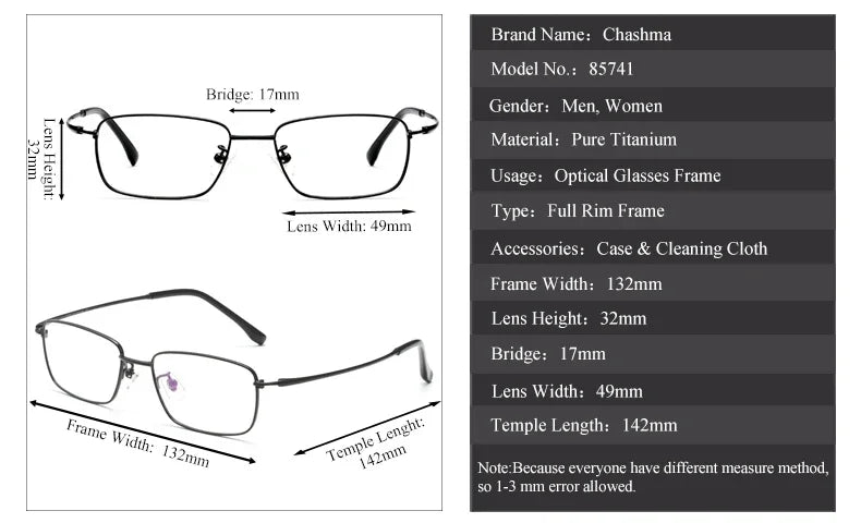 Chashma Ochki Women's Full Rim Polygon Square Titanium Eyeglasses 85741