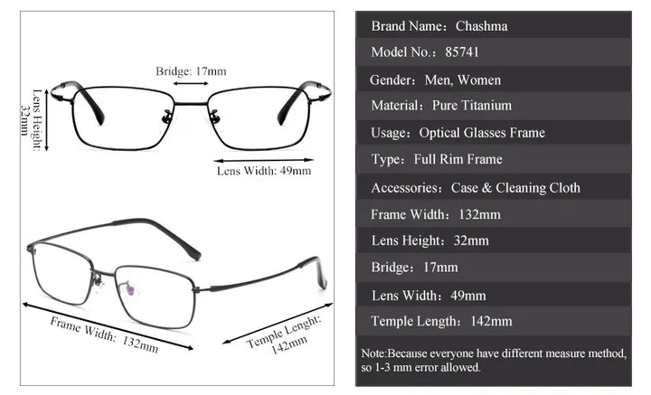 Chashma Ochki Women's Full Rim Polygon Square Titanium Eyeglasses 85741