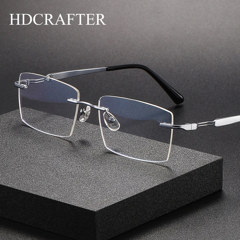 Hdcrafter Women's Rimless Square Titanium Eyeglasses  233302