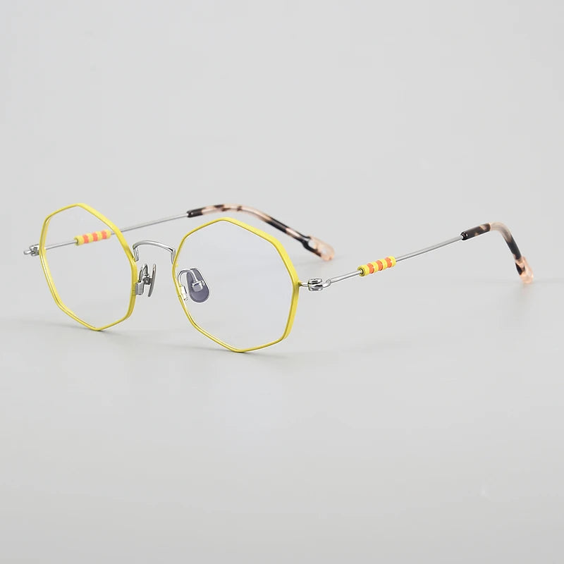 Muzz Women's Full Rim Polygon Round Titanium Eyeglasses 30213 Full Rim Muzz C5