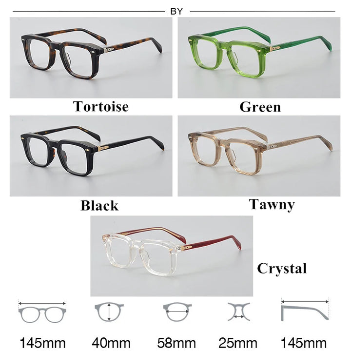 Black Mask Unisex Full Rim Square Acetate Eyeglasses D002 Full Rim Black Mask