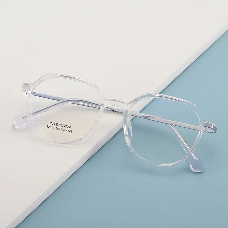 Zirosat Unisex Full Rim Flat Top Polygon Tr 90 Eyeglasses Z32030 Full Rim Zirosat C1