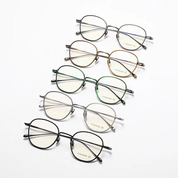 Gatenac Unisex Full Rim Polygon Titanium Eyeglasses Gxyj1139 Full Rim Gatenac