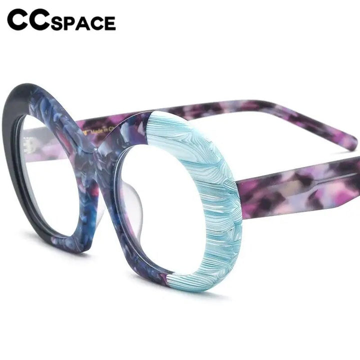 CCspace Unisex Full Rim Round Acetate Eyeglasses 57053 Full Rim CCspace