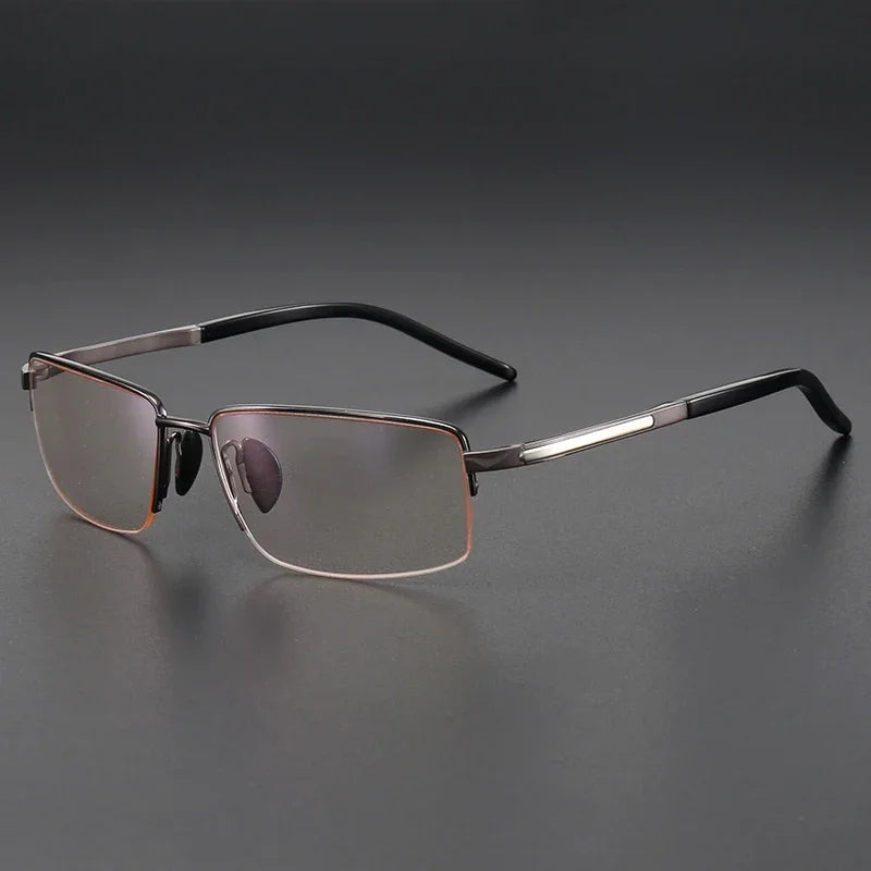 Aror Men's Semi Rim Polygon Square Brow Line Titanium Eyeglasses 68499