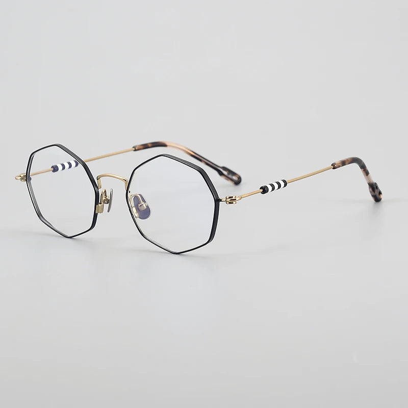 Muzz Women's Full Rim Polygon Round Titanium Eyeglasses 30213 Full Rim Muzz C1