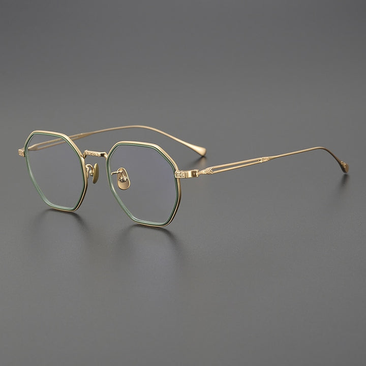 Gatenac Unisex Full Rim Polygon Titanium Eyeglasses Gxyj1124 Full Rim Gatenac