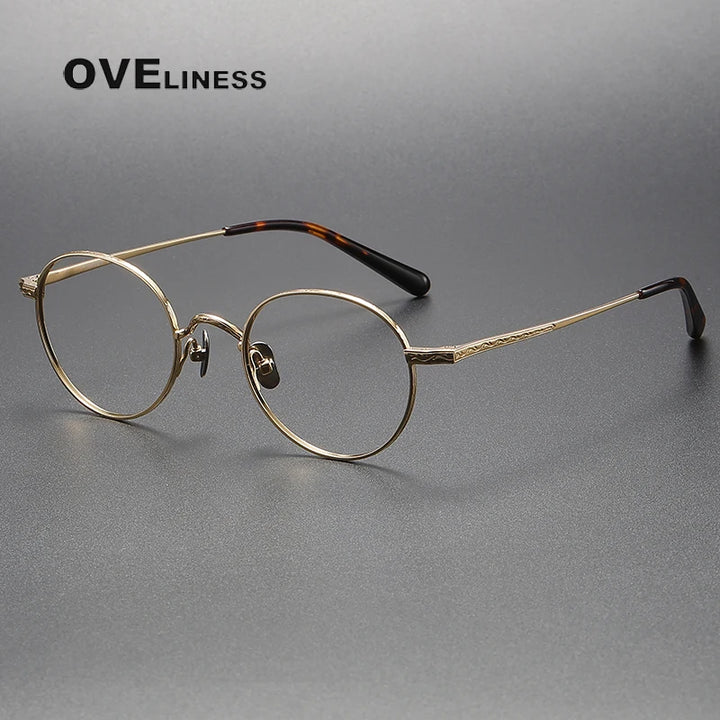 Oveliness Unisex Full RIm Round Titanium Eyeglasses 01tr Full Rim Oveliness gold