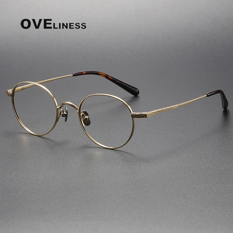 Oveliness Unisex Full RIm Round Titanium Eyeglasses 01tr Full Rim Oveliness gold  