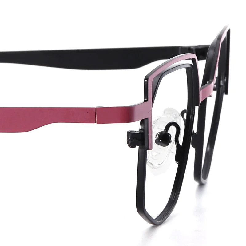 Muzz Women's Full Rim Polygon Cat Eye Alloy Eyeglasses 5527 Full Rim Muzz