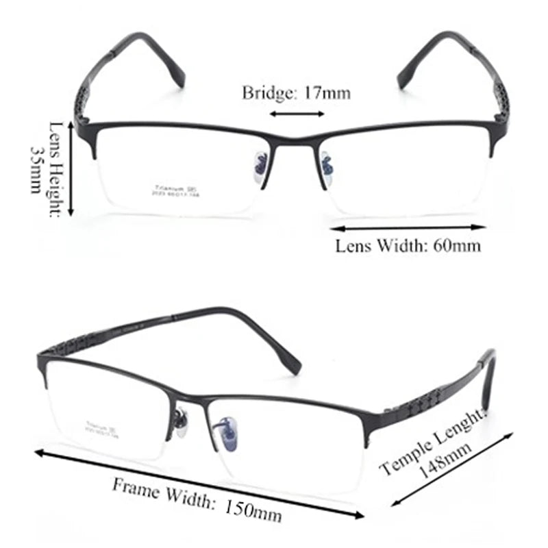 Chashma Unisex Semi Rim Big Square Titanium Eyeglasses 24023 Semi Rim Chashma