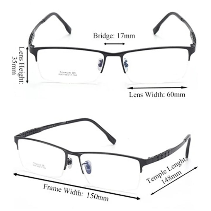 Chashma Unisex Semi Rim Big Square Titanium Eyeglasses 24023 Semi Rim Chashma