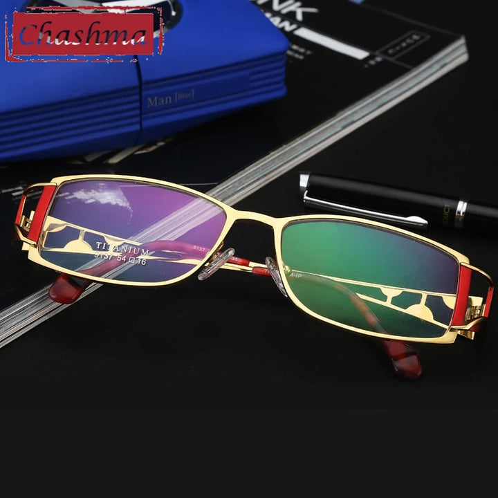 Chashma Ottica Unisex Full Rim Square Titanium Eyeglasses 409137