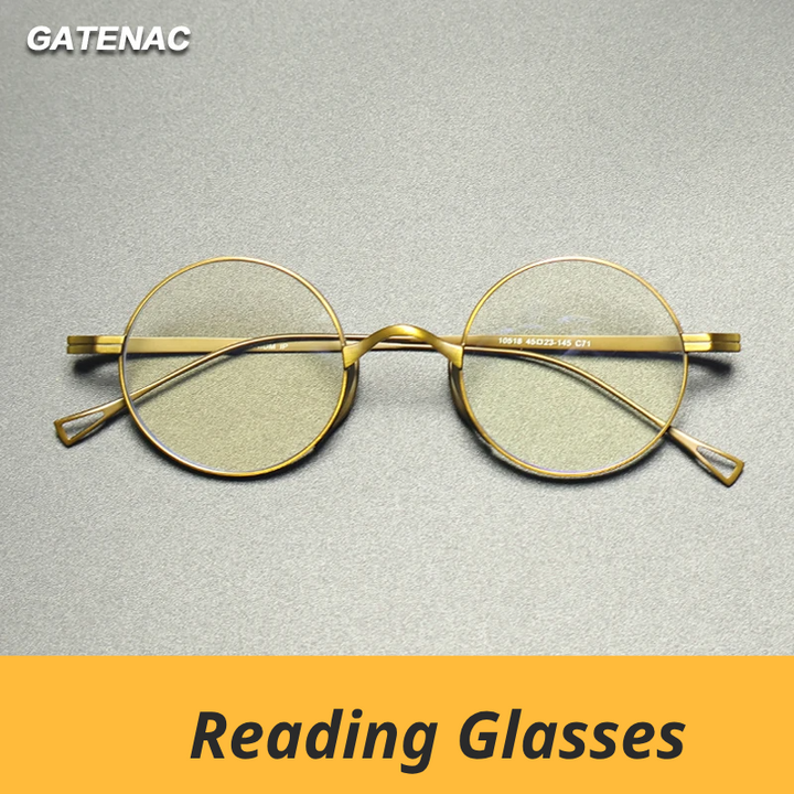 Gatenac Women's Full Rim Round Titanium Reading Glasses Gxyj10518