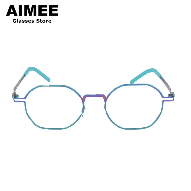 Aimee Women's Full Rim Polygon Screwless Steel Eyeglasses 19135