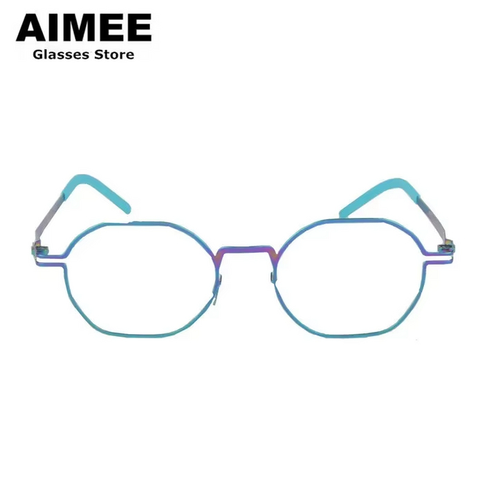 Aimee Women's Full Rim Polygon Screwless Steel Eyeglasses 19135