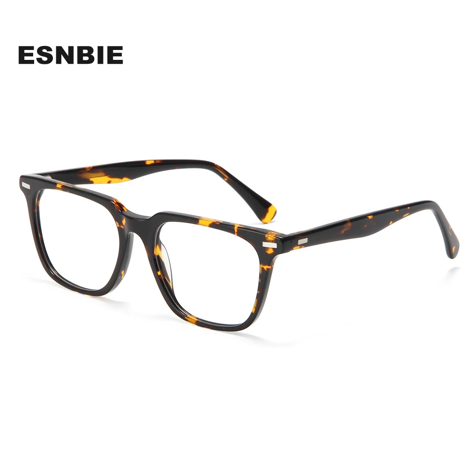 Esnbie Unisex Full Rim Square Acetate Eyeglasses 21201