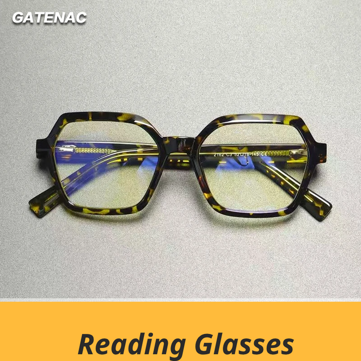 Gatenac Women's Full Rim Polygon Tr 90 Titanium Reading Glasses G2162
