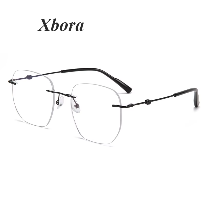 Xbora Women's Rimless Flat Top Polygon Alloy Eyeglasses 18260
