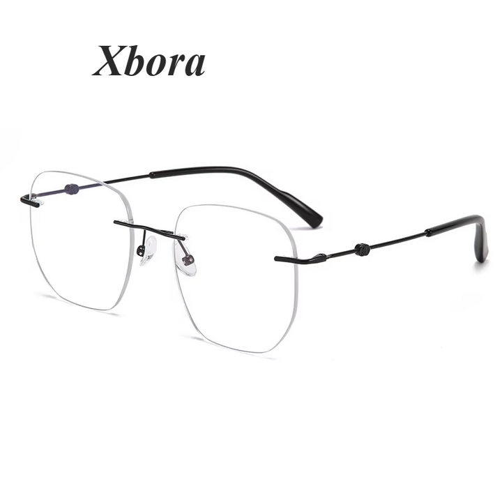 Xbora Women's Rimless Flat Top Polygon Alloy Eyeglasses 18260