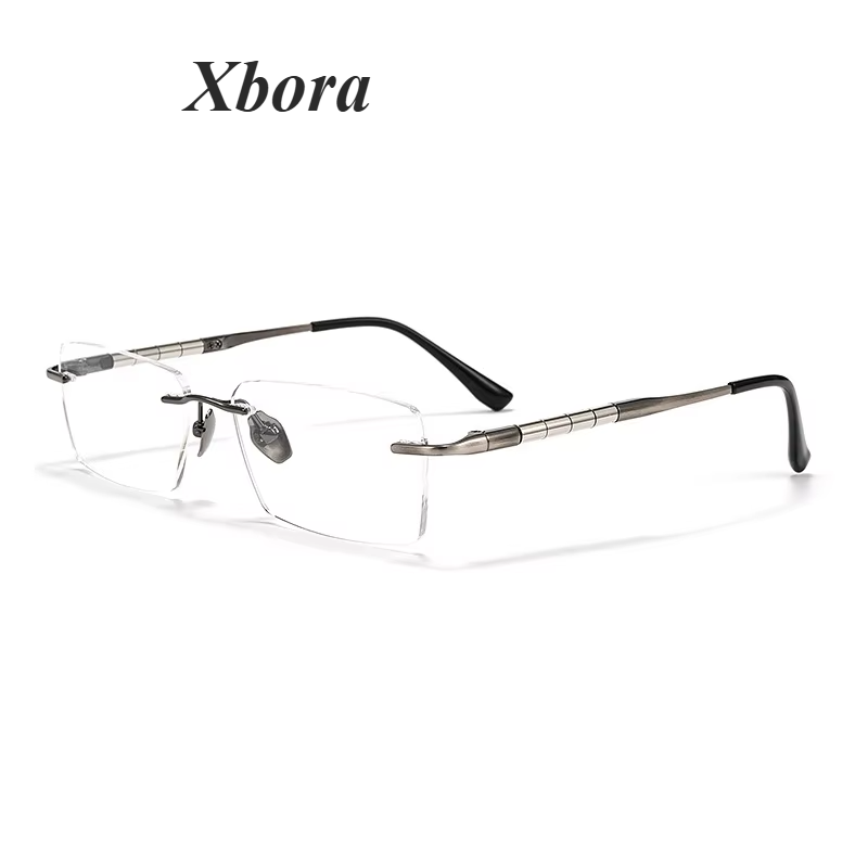 Xbora Unisex Rimless Square Titanium Eyeglasses 79037