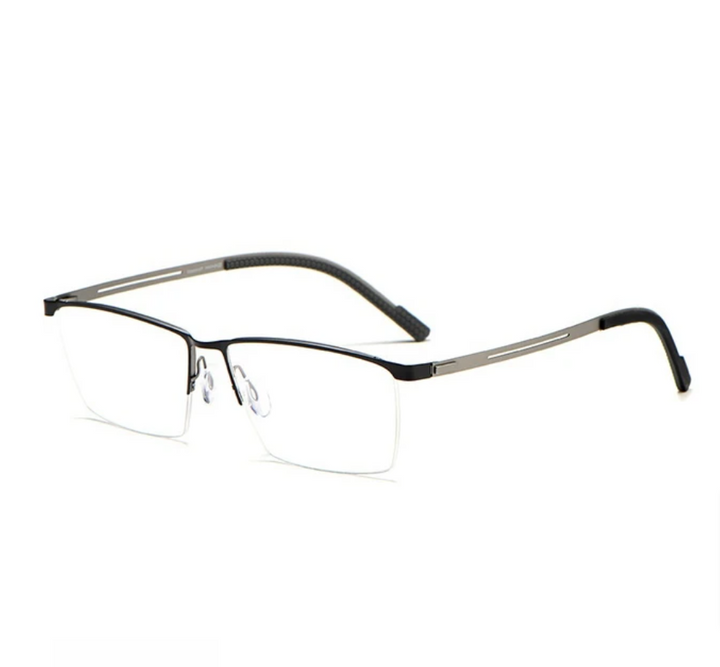 Yimaruli Unisex Semi Rim IP Titanium Square Eyeglasses 122As Semi Rim Yimaruili Eyeglasses Black Gun