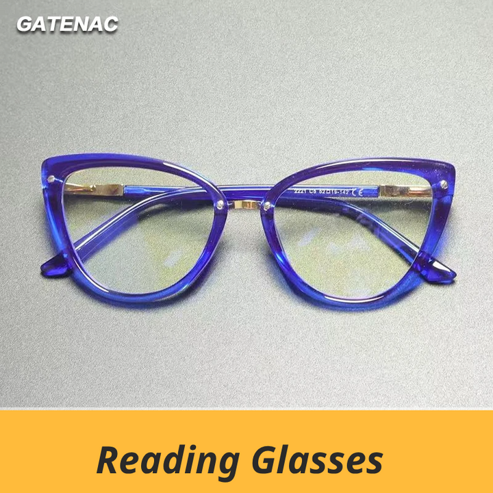 Gatenac Women's Full Rim Cat Eye Tr 90 Titanium Reading Glasses Gx2221