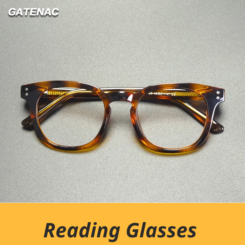 Gatenac Unisex Full Rim Square Tr 90 Titanium Reading Glasses Gxyj2125