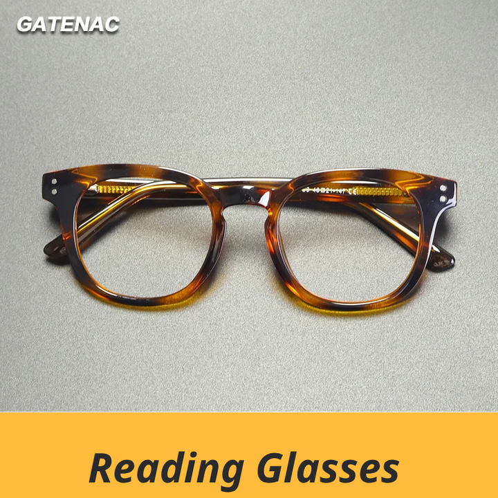 Gatenac Unisex Full Rim Square Tr 90 Titanium Reading Glasses Gxyj2125