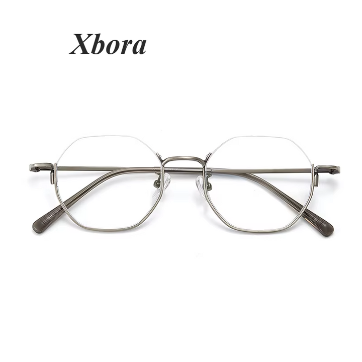 Xbora Unisex Semi Rim Polygon Alloy Eyeglasses 34908