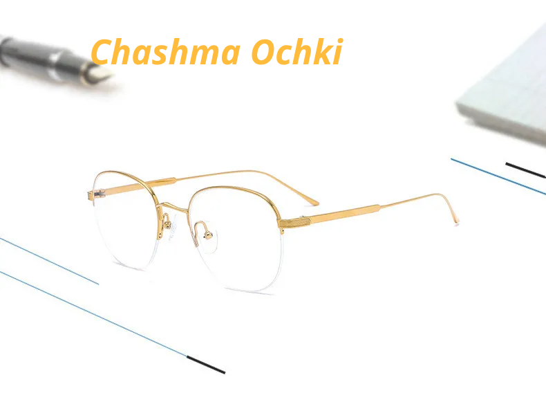 Chashma Ochki Women's Semi Rim Oval Titanium Eyeglasses 310164