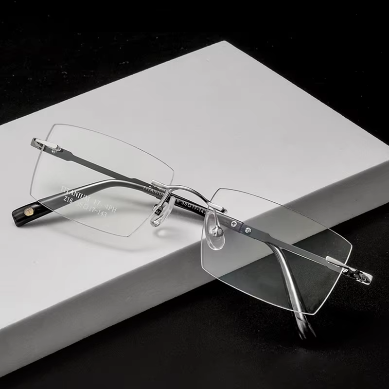 Handoer Women's Rimless Square Polygon Titanium Eyeglasses 135164