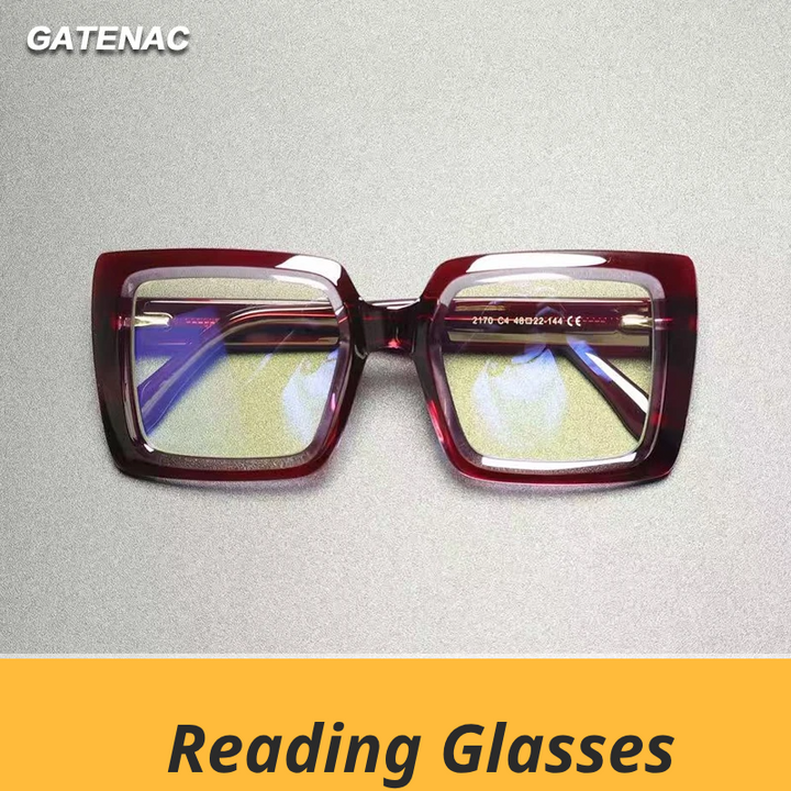 Gatenac Women's Full Rim Square Tr 90 Titanium Reading Glasses Gxy2170