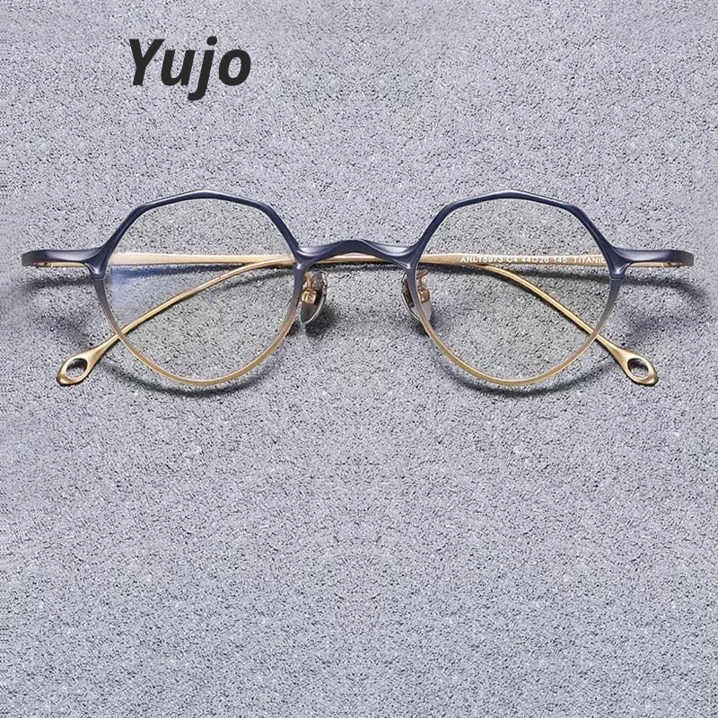 Yujo Unisex Full Rim Oval Polygon Titanium Eyeglasses 575146