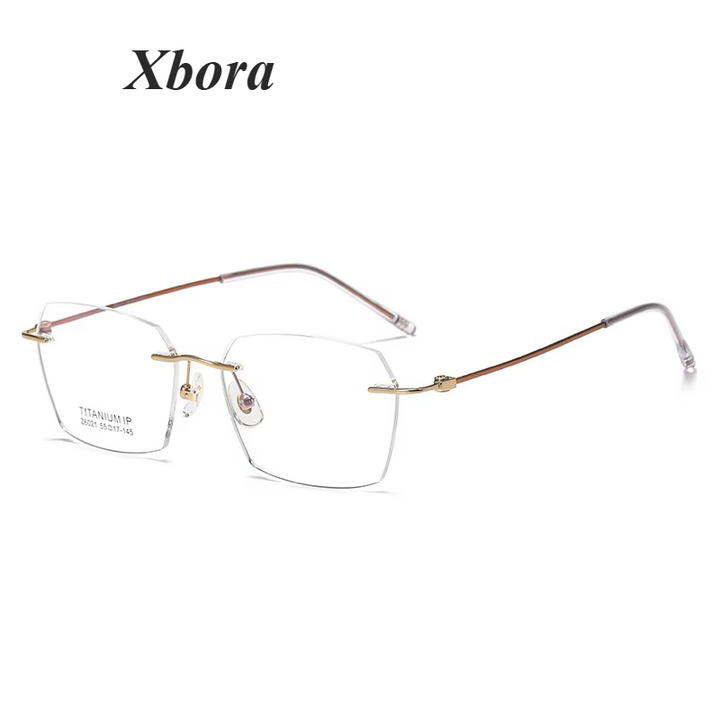 Xbora Unisex Rimlesss Polygon Square Titanium Eyeglasses 16021