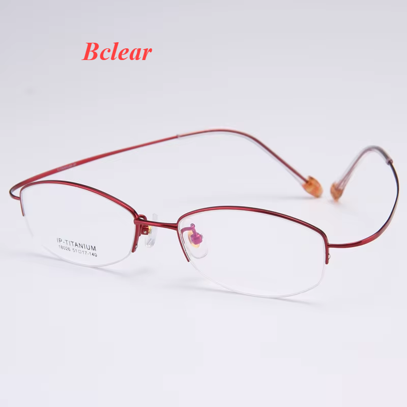 Bclear Women's Semi Rim Oval Square Titanium Eyeglasses 18026