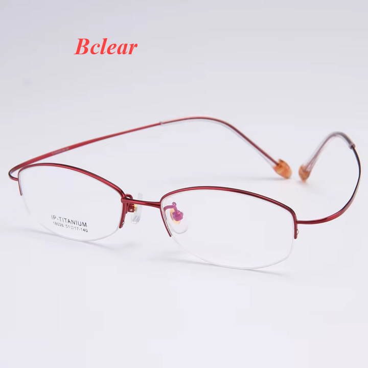 Bclear Women's Semi Rim Oval Square Titanium Eyeglasses 18026