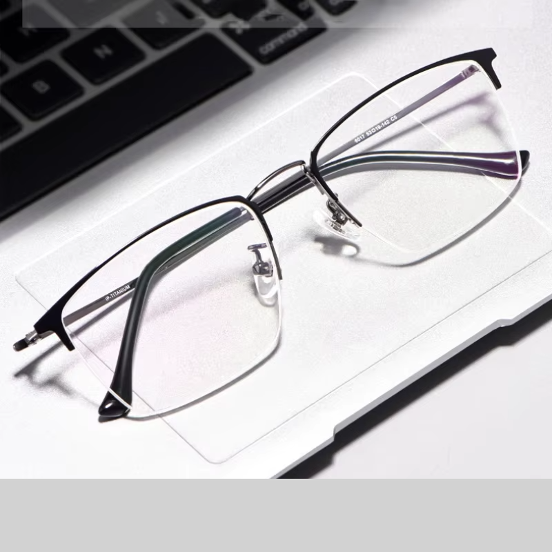 Hotochki Women's Semi Rim Square Titanium Eyeglasses 80179