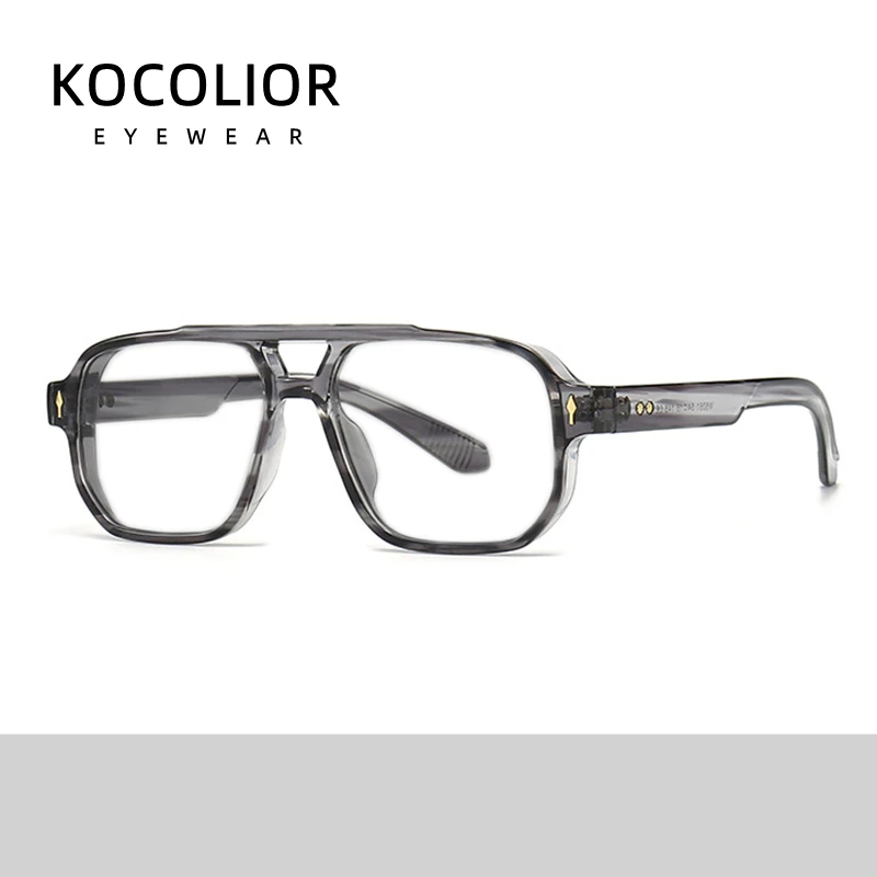 Kocolior Unisex Full Rim Square Double Bridge Tr 90 Alloy Reading Glasses 76061