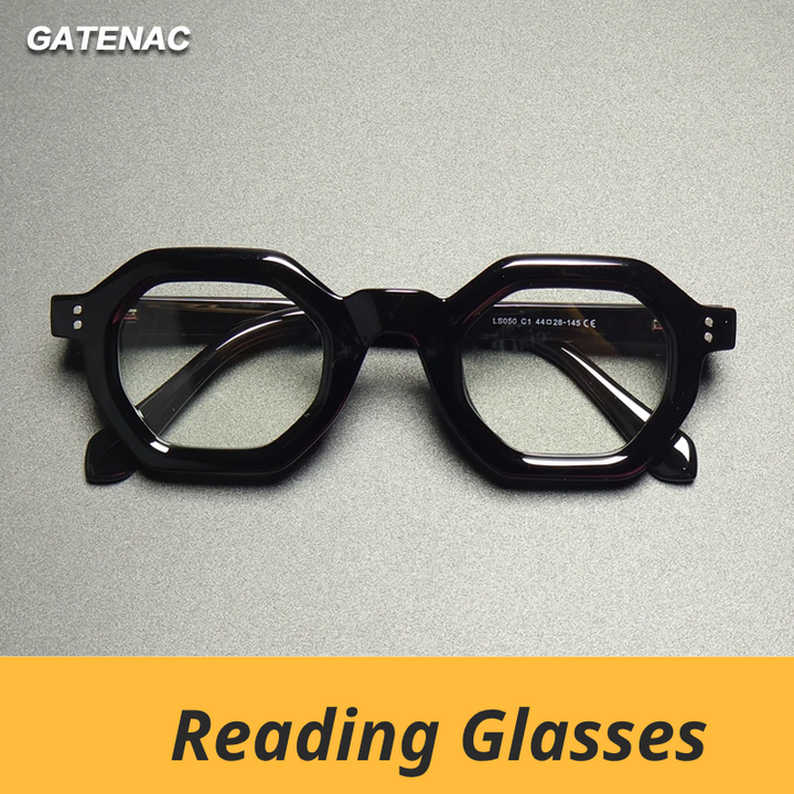 Gatenac Unisex Full Rim Polygon Tr 90 Titanium Reading Glasses Gxy2050