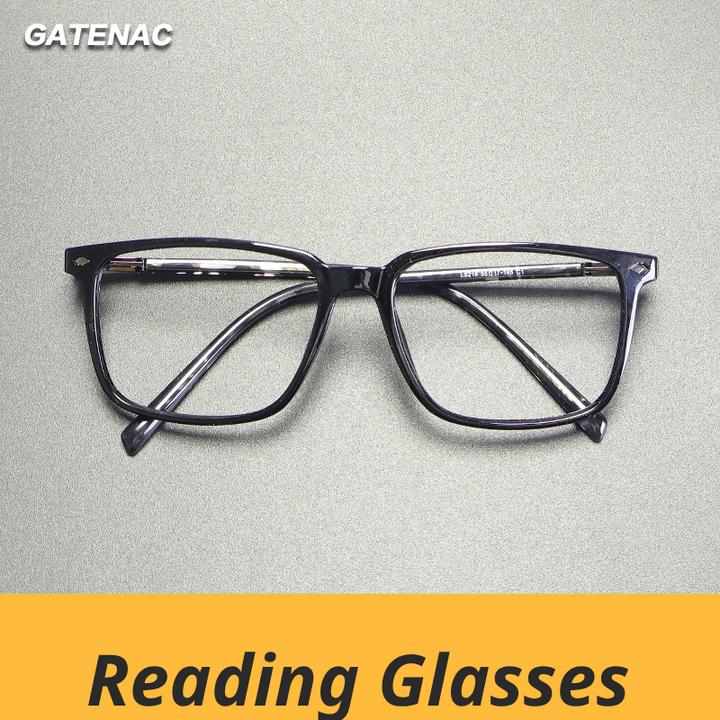 Gatenac Men's Full Rim Square Tr 90 Titanium Reading Glasses Gxyj9215