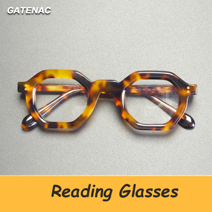Gatenac Unisex Full Rim Flat Top Oval Acetate Reading Glasses 29002