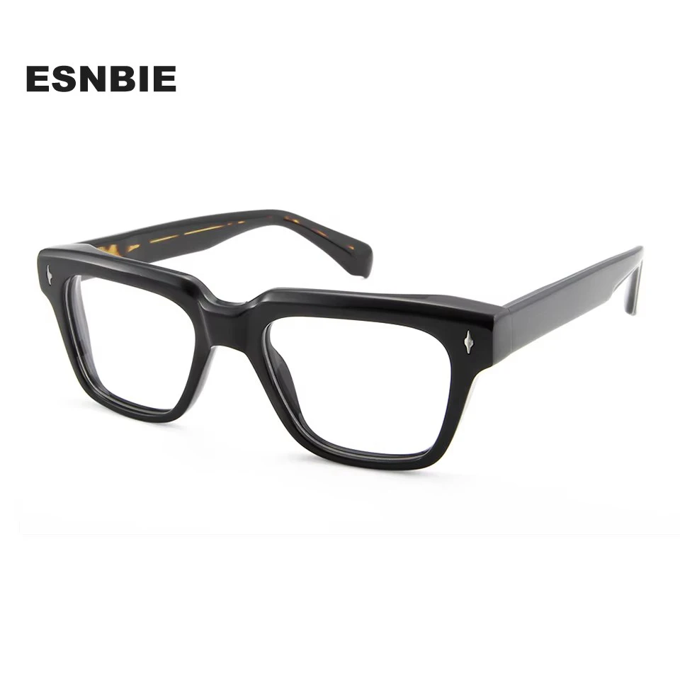 Esnbie Unisex Full Rim Square Brow Line Acetate Eyeglasses 613611