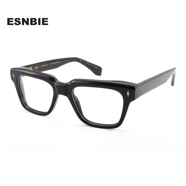 Esnbie Unisex Full Rim Square Brow Line Acetate Eyeglasses 613611