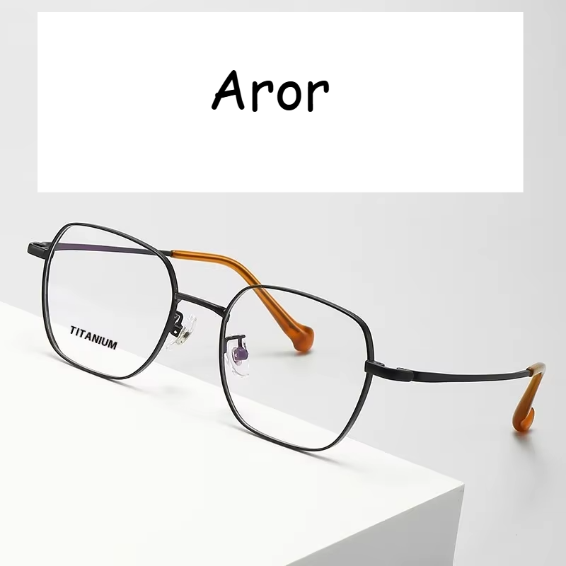 Aror Women's Full Rim Square Polygon Titanium Eyeglasses 495026 Full Rim Aror