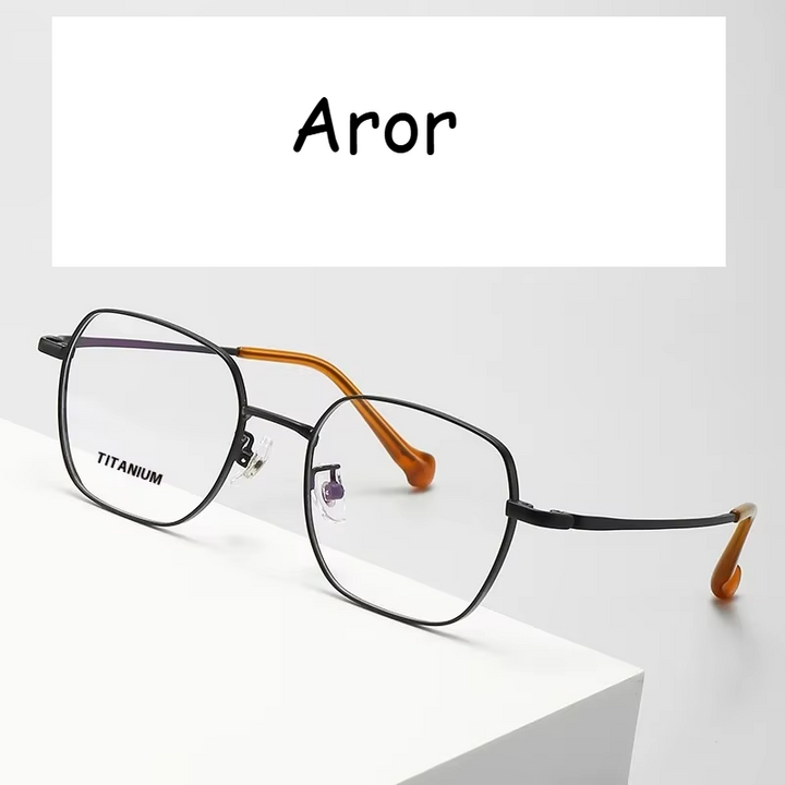 Aror Women's Full Rim Square Polygon Titanium Eyeglasses 495026 Full Rim Aror