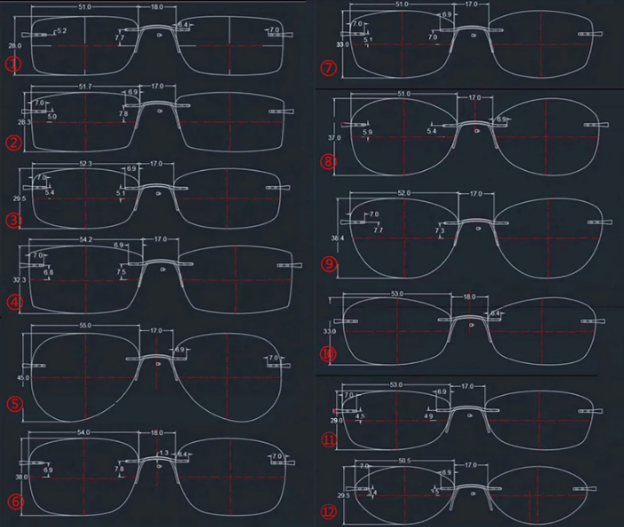 Reven Jate Unisex Rimless Square Titanium Alloy Eyeglasses 2241 Rimless Reven Jate