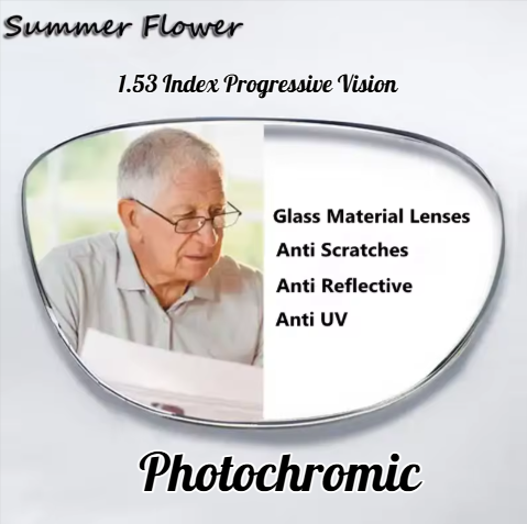 Summer Flower 1.53 Index Progressive Photochromic Mineral Glass Lenses Lenses Summer Flower Lenses